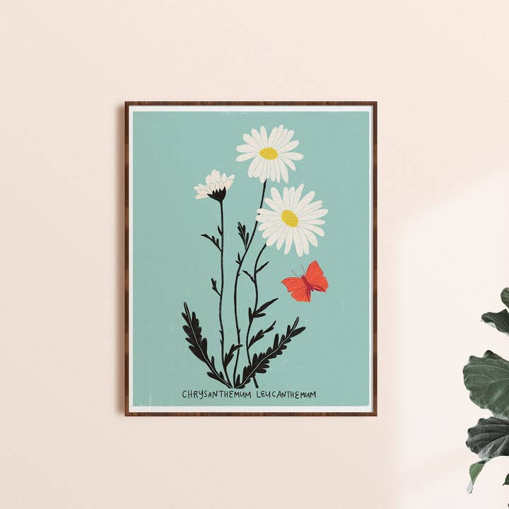 Daisies in Blue - Art Print for wholesale by Dream Folk Studio