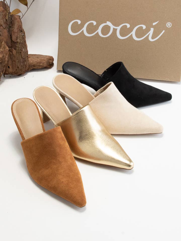 CCOCCI - Wholesale Low Heels - Women's - POINTED TOE SLIP ON LOW KITTEN HEEL0