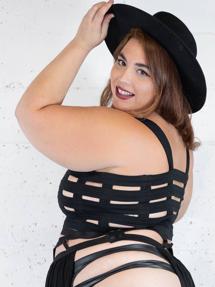 Nero Reggiseno a Gabbia Deluxe Five and Diamond - cotone in vendita all'ingrosso su Faire3