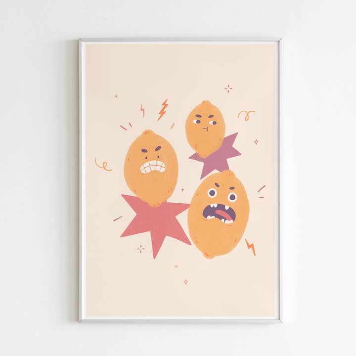 Zesty Sour Lemons - Cute Fruit Art Print for wholesale by Ouri Studio