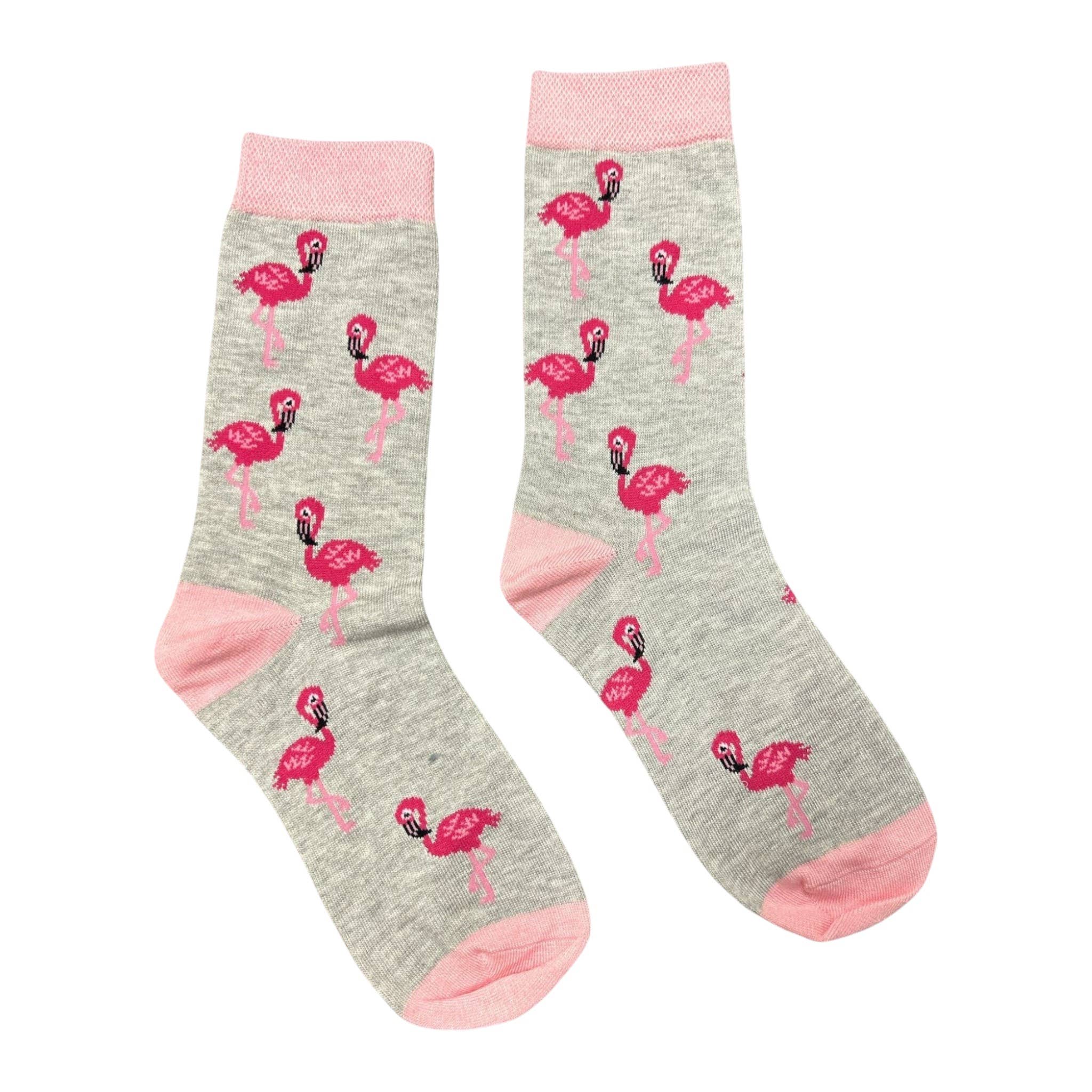 Jess & Lou – Großhandel Socken – Damen – Graue elegante Flamingo-Bambus-Damensocken BW2410