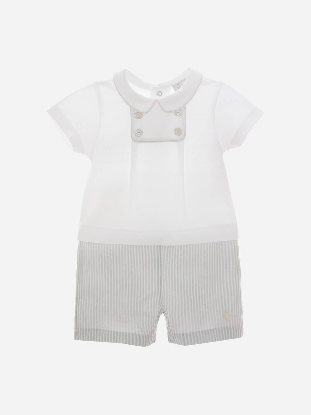 Patachou - Wholesale Bodysuit (Footed) - Baby - White Piquet Romper0
