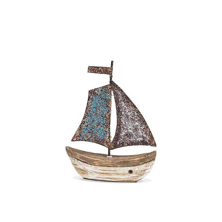 Abbott - Wholesale Decorative Tabletop Object - Mini Sailboat with Sail Up - 4.5"H