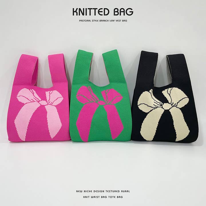 ACCITY - Wholesale Tote Bag - Women's - WOMEN SIMPLE BOW KNITTED HANDBAG_CWAB1544
