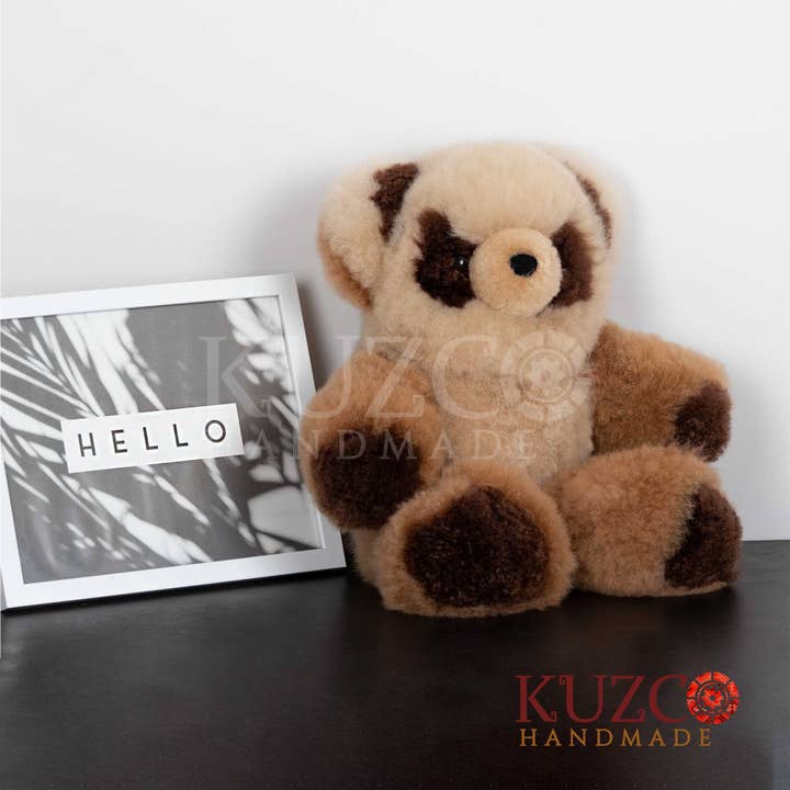 KuzcoHandmade - Vendita all'ingrosso Peluche - Bambini e neonati - Orsetto Panda Marrone Fatto a Mano – Pelliccia di Baby Alpaca