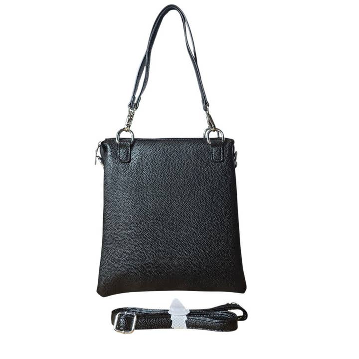 Ladies Crossbody Messenger Faux Leather Bag 7115 Black for wholesale by Strathurie