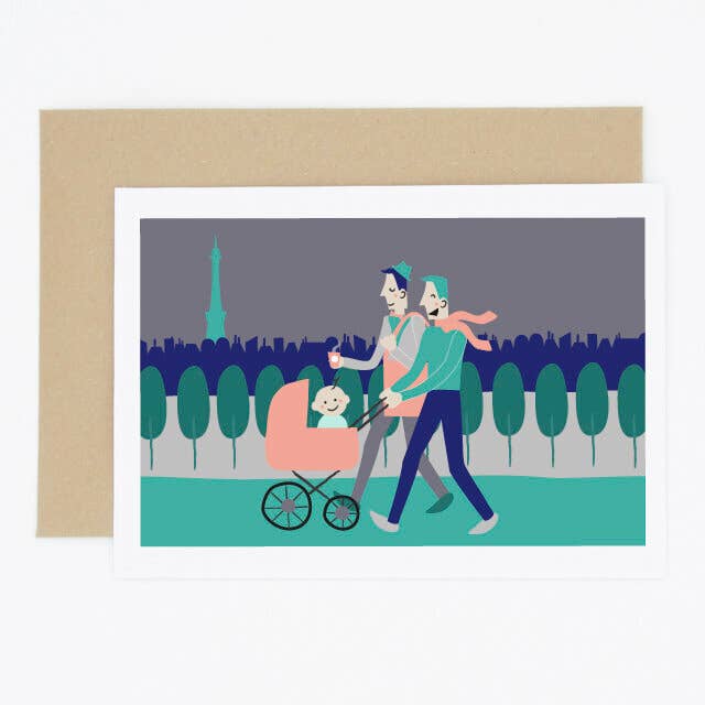 Tarjeta de bebé City Walk, del mismo sexo, hombre/hombre para venta al por mayor de Madame Annie et Fils
