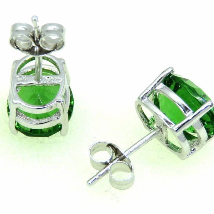 Twan Kee Jewelry - Wholesale Stud/Post Earrings - Classic Green Oval-Cut Helenite Stud Earrings2
