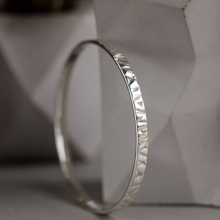 Softy Collection Silver Textured Bangle for wholesale by BOO jewellery