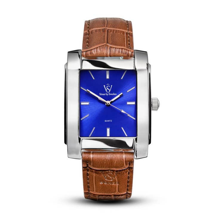 SÖNER - Vente Montre – homme - Montre carrée, acier poli Legacy H | cadran bleu1