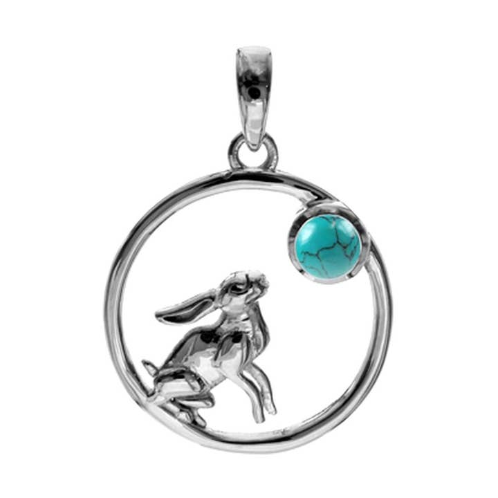 Anabelle turquoise maanstarende haas hanger voor wholesale door Kali Ma Designs - Sterling Silver Jewellery