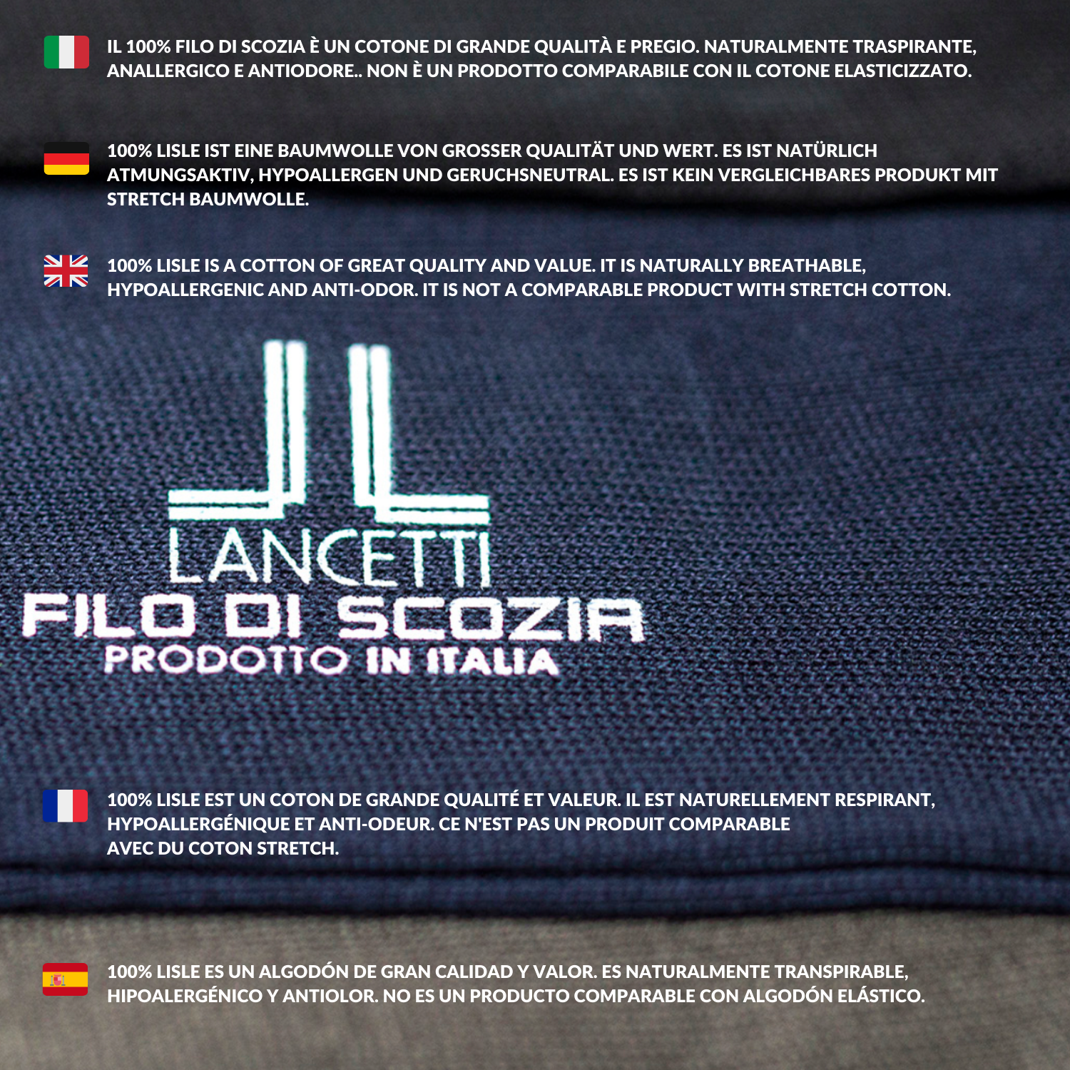 PARAMONTE CALZE SRL – Meias - Homem por atacado – LANCETTI - Meias Curtas Masculinas em Algodão Filo di Scotia Produzidas na Itália4