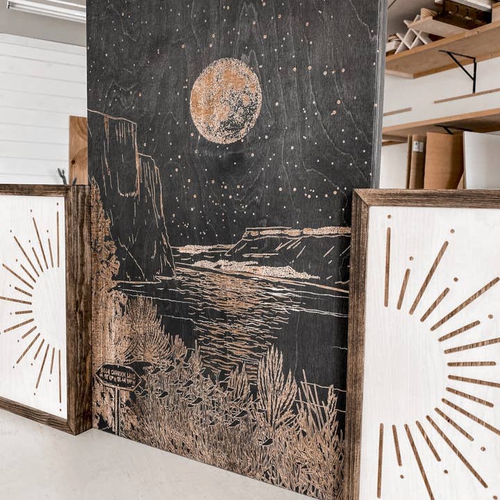 Birch and Home Handmade - Wholesale Gallery Wall Set - Billy Chinook Lake & Sunburst Artwork Set2