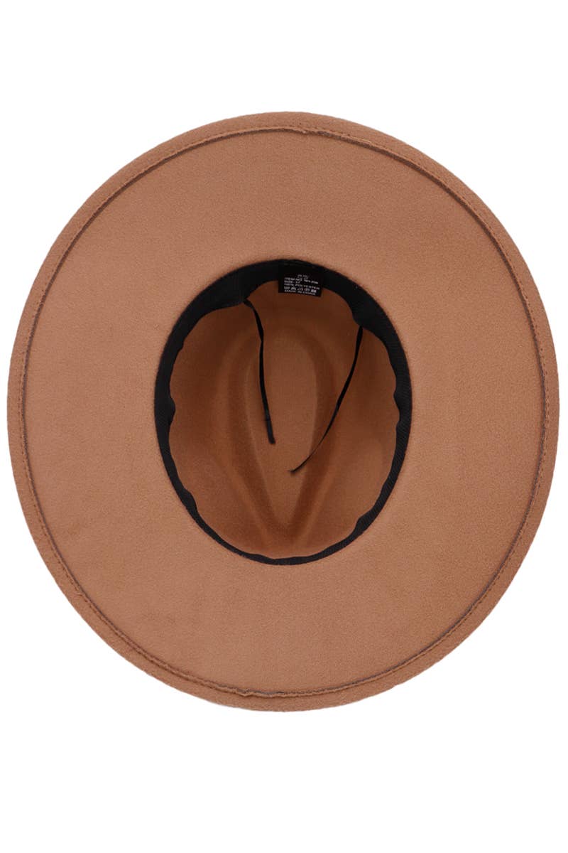 Cap Zone – Fedora - Mulher por atacado – Chapéu Rancher de Feltro com Aba Larga e Corrente Cubana Dourada em Couro Vegano16