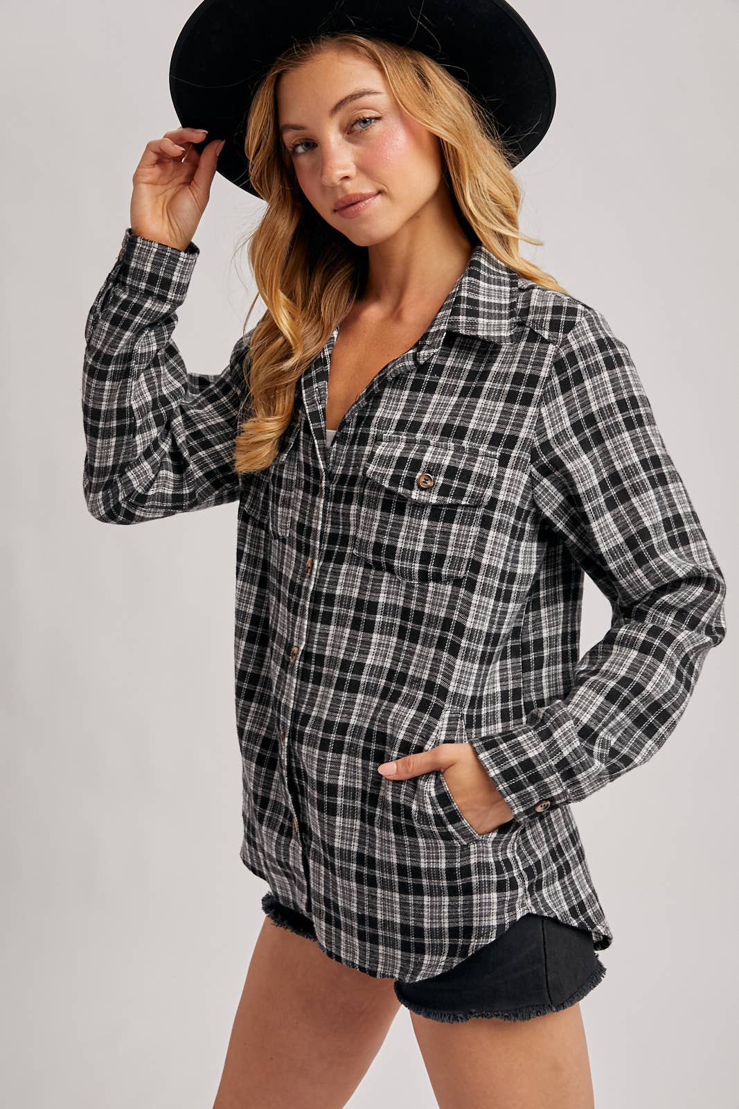 Bluivy - Wholesale Shirt - Women's - BUTTON DOWN PLAID SHIRT WITH POCKETS - 4TH OF JULY35