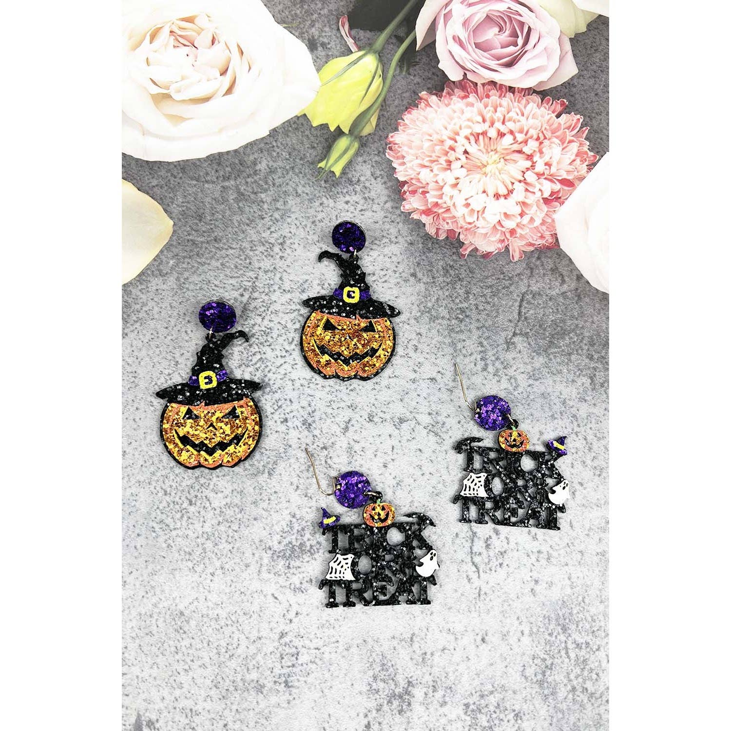 JHP Collection - Wholesale Dangle Earrings - HALLOWEEN PUMPKIN WITH HAT TRICK OR TREAT EARRING7