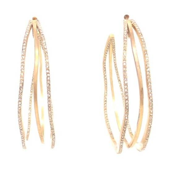 Triple Hoop Earrings in Gold Finish for wholesale by Rebel Designs Accessories