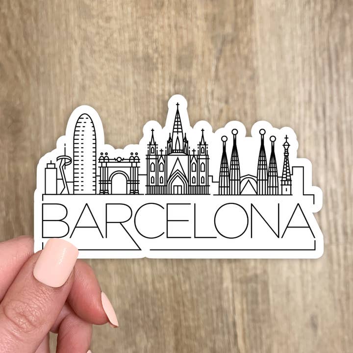 Barcelona Skyline Sticker (20 Color Options) for wholesale by The State Stickers