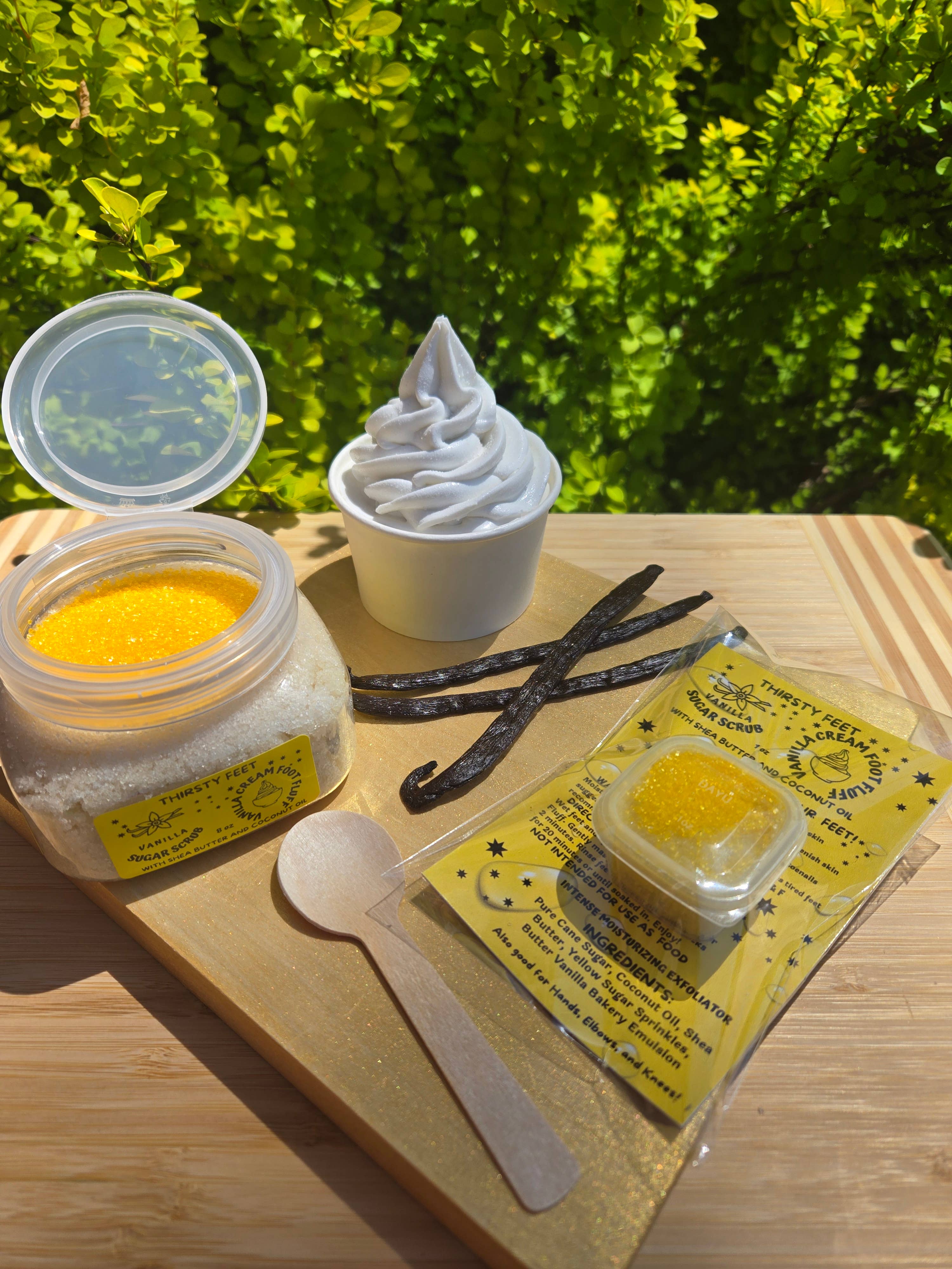 THIRSTY FEET®️ - Wholesale Foot Scrub/Polish - Vanilla Cream Foot Fluff Sugar Scrub 8 oz Jar1