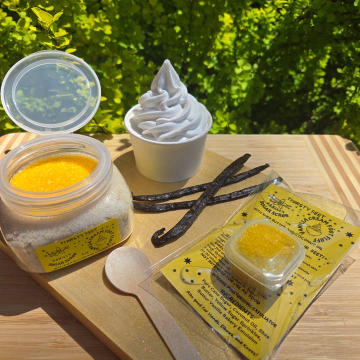 THIRSTY FEET®️ - Wholesale Foot Scrub/Polish - Vanilla Cream Foot Fluff Sugar Scrub 1 oz2