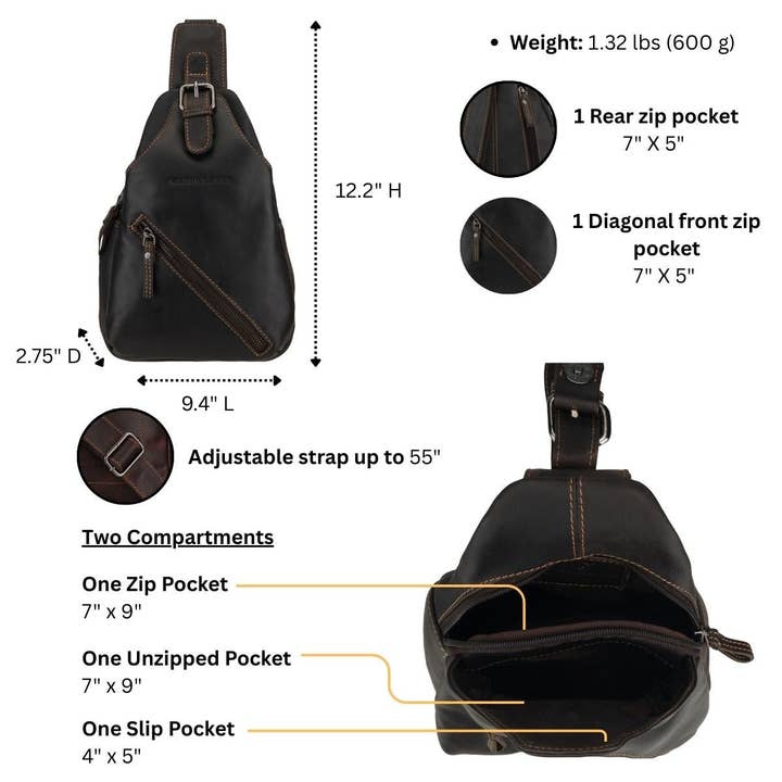 Minori Leather - Wholesale Crossbody Bag - Women's - Sydney Leather Crossbody Bag – Unisex – Brown2