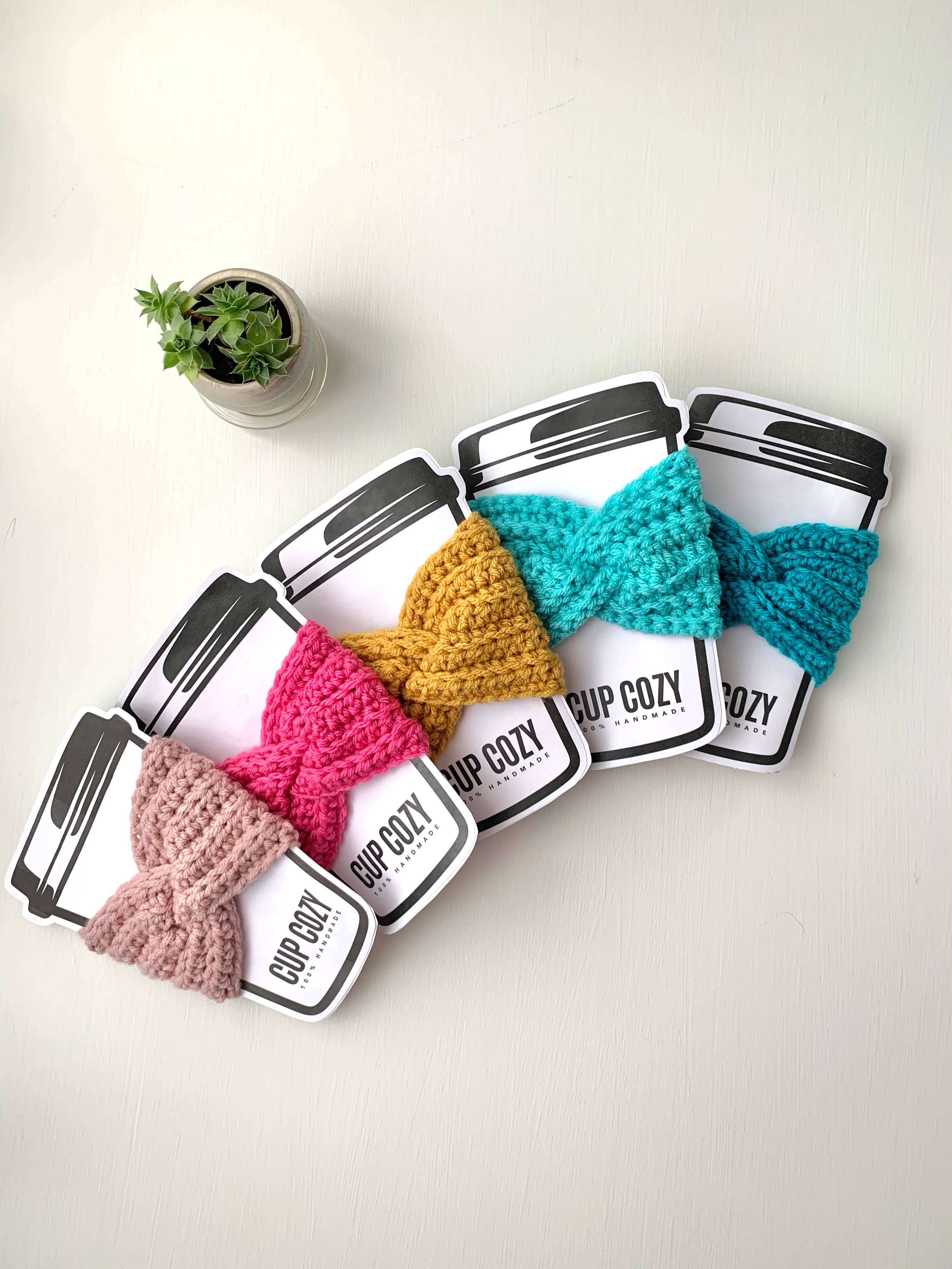 Crochet Happens - Wholesale Drink Huggers & Koozies - Twisted Coffee Cozies - Set of 5 - Made to Order1