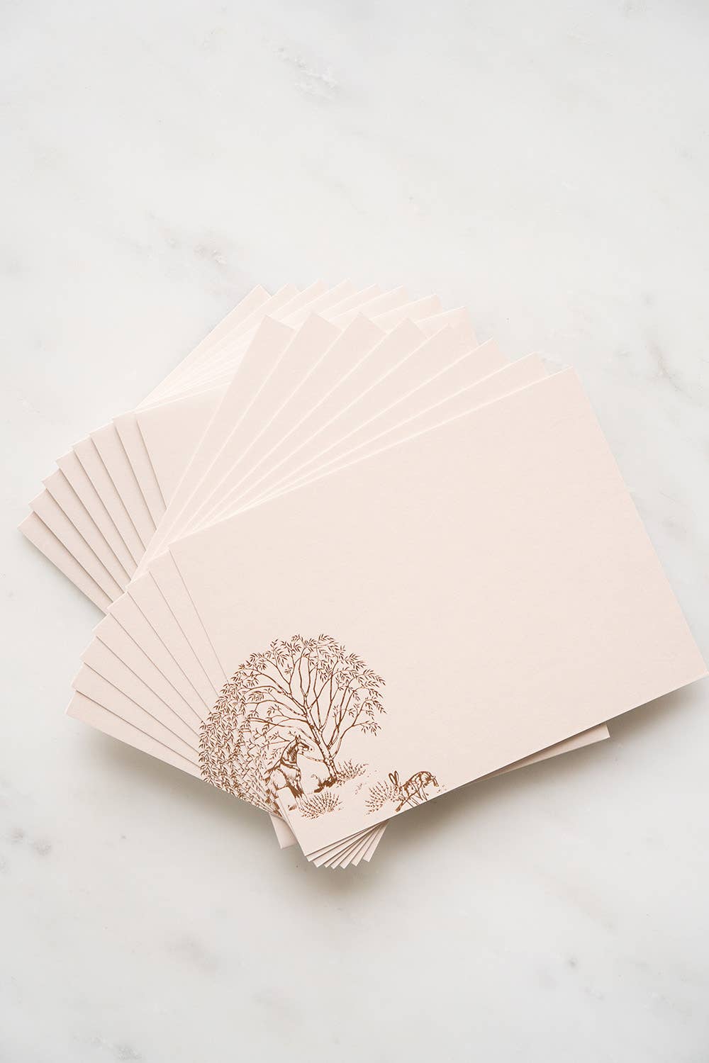 Danielle Demers Studio – wholesale Stationery/notecard set – Horse, Hare & Willow Foil Stamped Cards, Cream, Set of 83