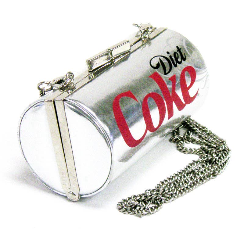 COMECO INC - Wholesale Crossbody Bag - Women's - Officially Licensed Diet Coca-Cola Can Bag Metallic Silver2