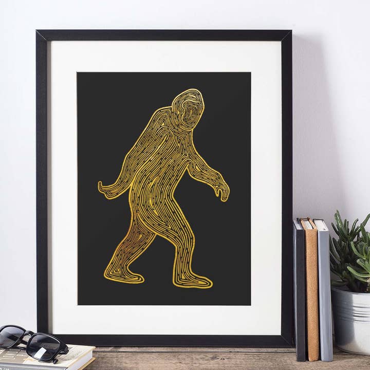 Gold Foil Sasquatch Print for wholesale by Ren Butler Design