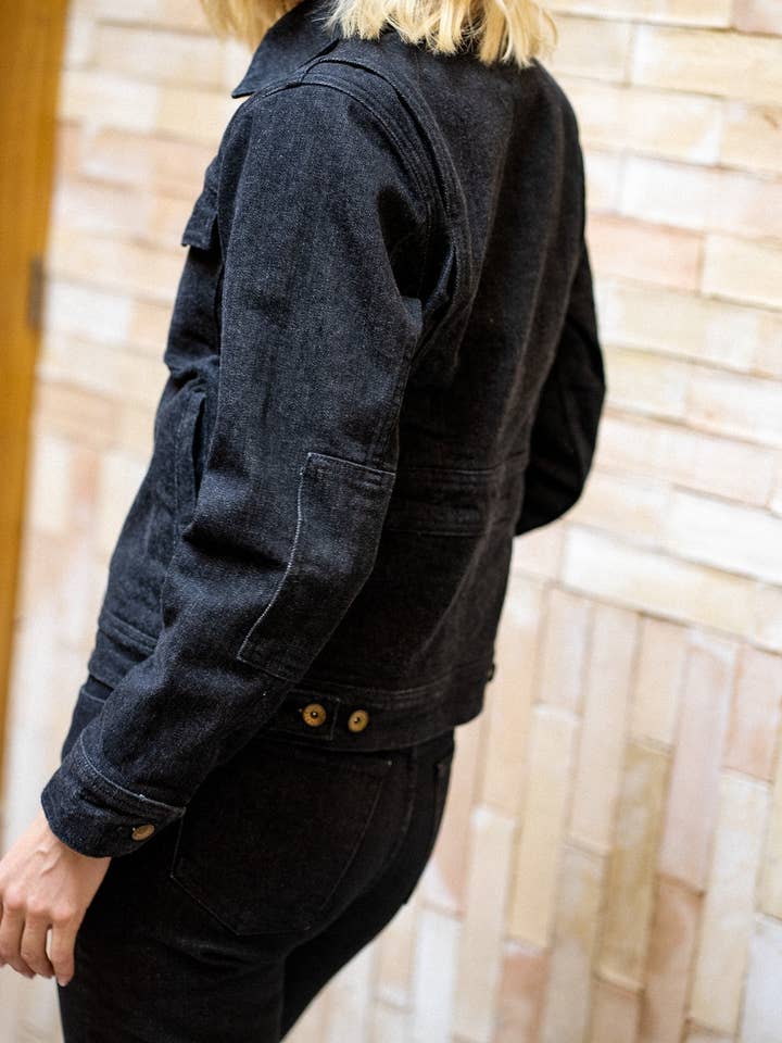 Black Stone Artcher Jacket | 14oz Broken Twill Denim for wholesale on Faire1