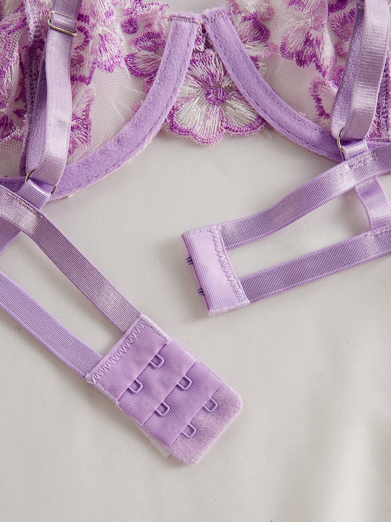 Purple Ladies Embroidery Floral See Througn 2PCS Lingerie Set SKLG4019 for wholesale on Faire5