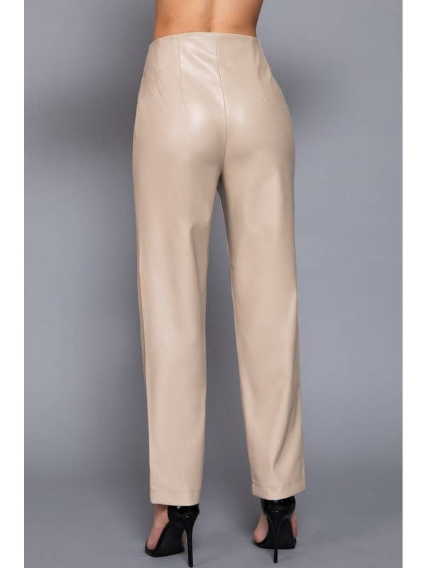 Lemon Tree - Wholesale Pants - Women's - HIGH WAIST SLIM FIT FAUX LEATHER LONG PANTS8