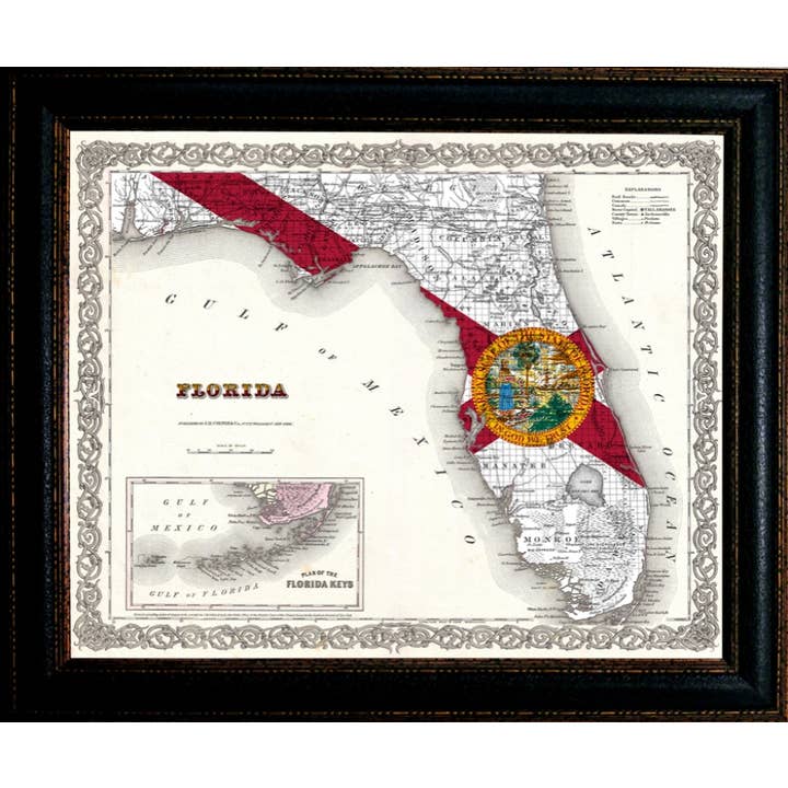 Carte des couleurs de la Floride pour la vente par Picture King