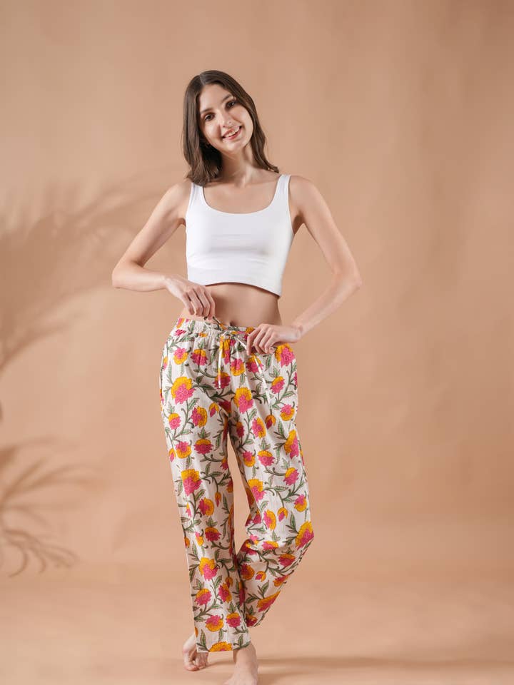 Zillajee - Wholesale Sleepwear Bottom - Women's - Cotton Pajama Pants Women - Floral Whispers1