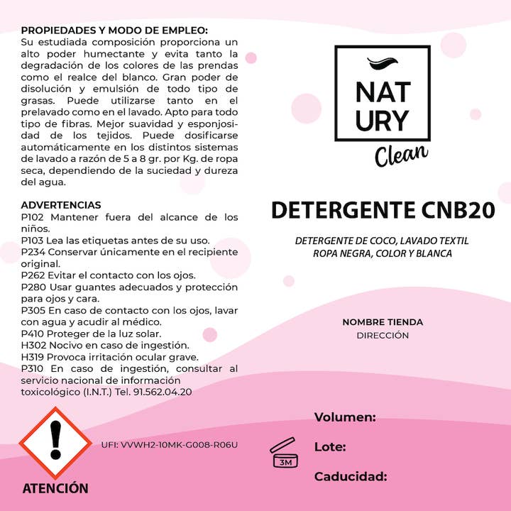 CNB20 Natury-wasmiddeletiket (verpakking van 10) voor wholesale door Natury Greencare