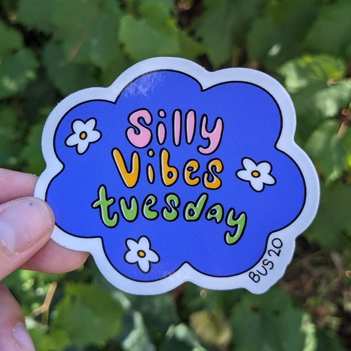 Silly Vibes Tuesday Vinyl Sticker for wholesale by Bus 20 Ceramics