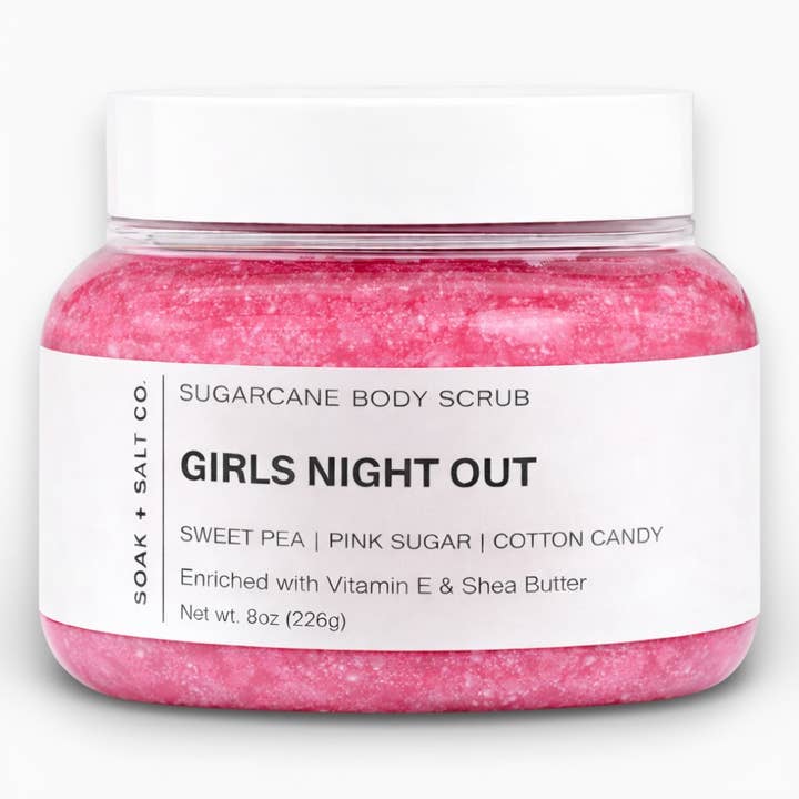 Girls Night Out Sugarcane Body Scrub for wholesale by Soak + Salt Co