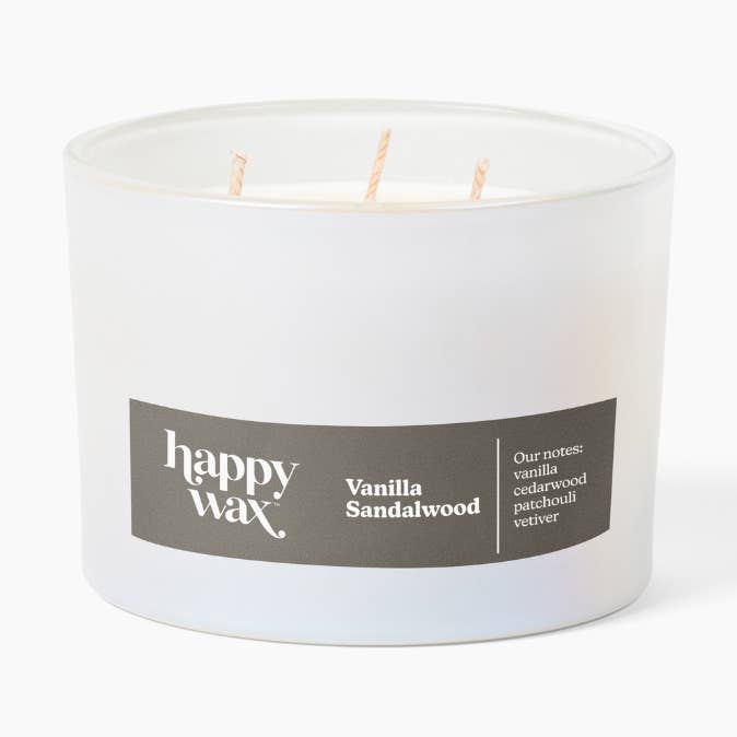 Happy Wax - Wholesale Jar/Filled Candle - Vanilla Sandalwood 3-Wick Candle0