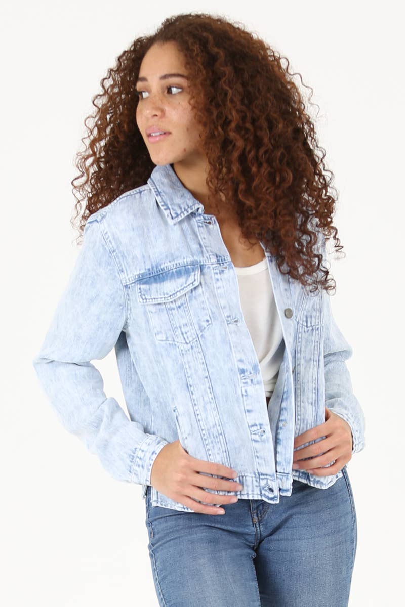ANGIE - Vente Veste en jean – femme - VESTE EN TENCEL SJB06-ASIS ACID WASH6