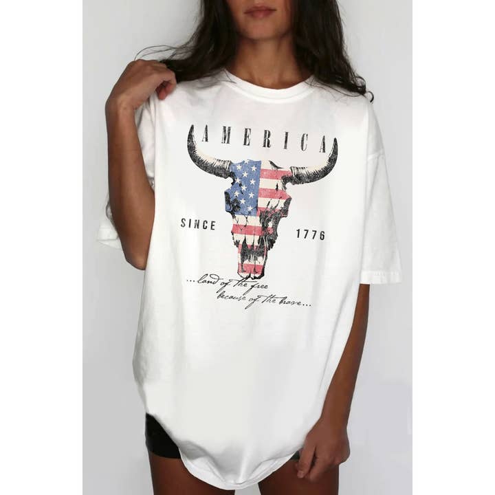 AMERICA SINCE 1776 OVERSIZED MINERAL GRAPHIC TEE for wholesale by HRTandLUV