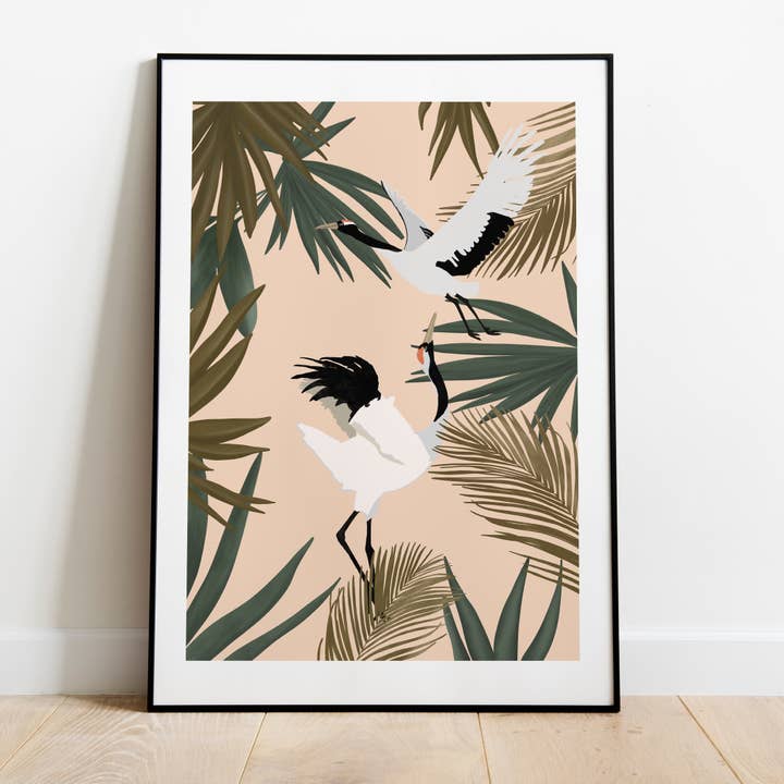 Japanese Crane Bird Illustration Art Print for wholesale by Moonbean Designs