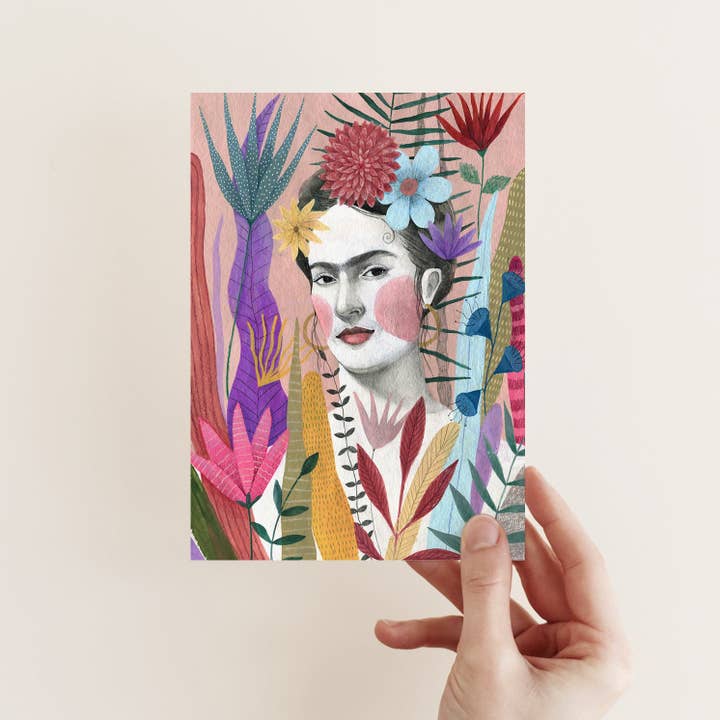 FRIDA IN BLOOM POSTKAART voor wholesale door Fotini Tikkou Illustration
