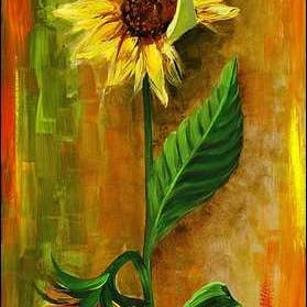 Bernardino Gianola - Fleur de tournesol verticale unique pour la vente par Migneco & Smith