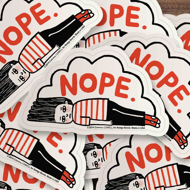 Badge Bomb - Wholesale Sticker - Nope Girl Sticker by Gemma Correll1