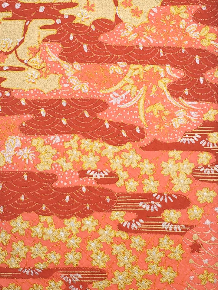 Kirara Yuzenshi Chiyogami: Pink, Red, Gold Flowers for wholesale by Aitoh Company