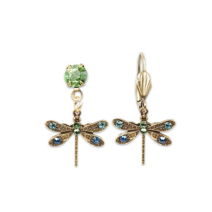 Livie Crystal Dragonfly Charm Earrings for wholesale by Anne Koplik Designs, Inc.