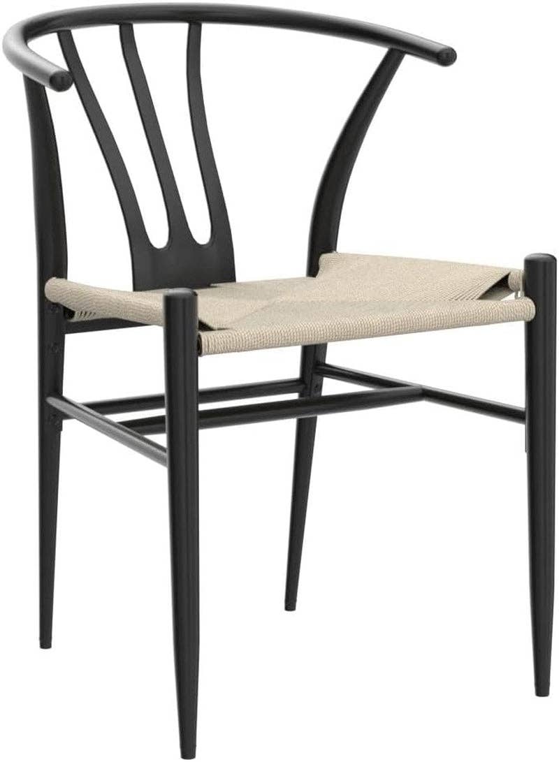 Black Rattan Weave Dining Chairs Set 2 Mid Century Modern for wholesale on Faire3