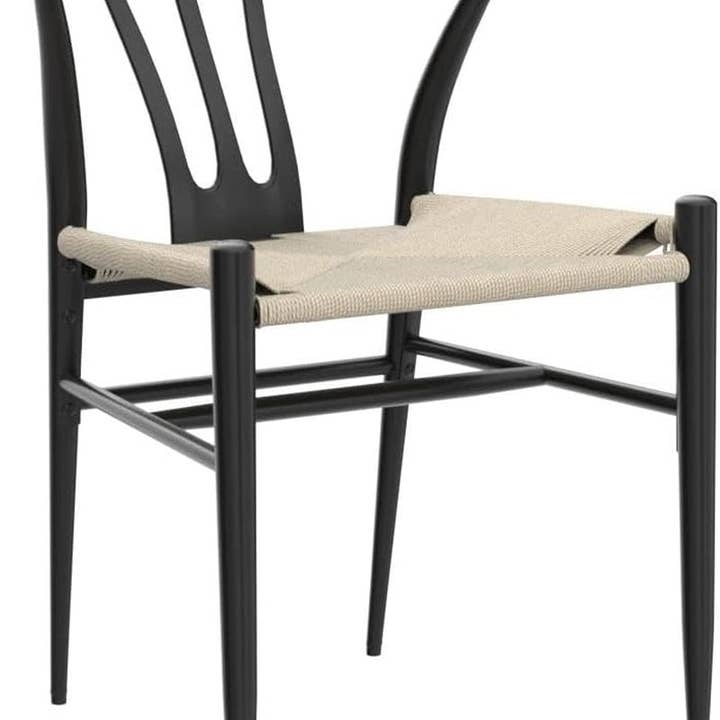 Black Rattan Weave Dining Chairs Set 2 Mid Century Modern for wholesale on Faire3