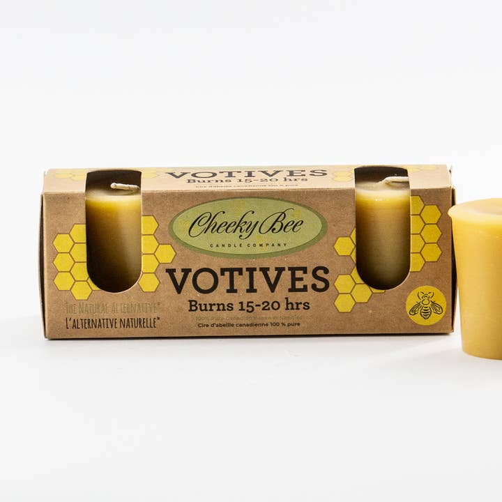 3-Pack Votives – Gold for wholesale by Cheeky Bee Candle Company Inc.