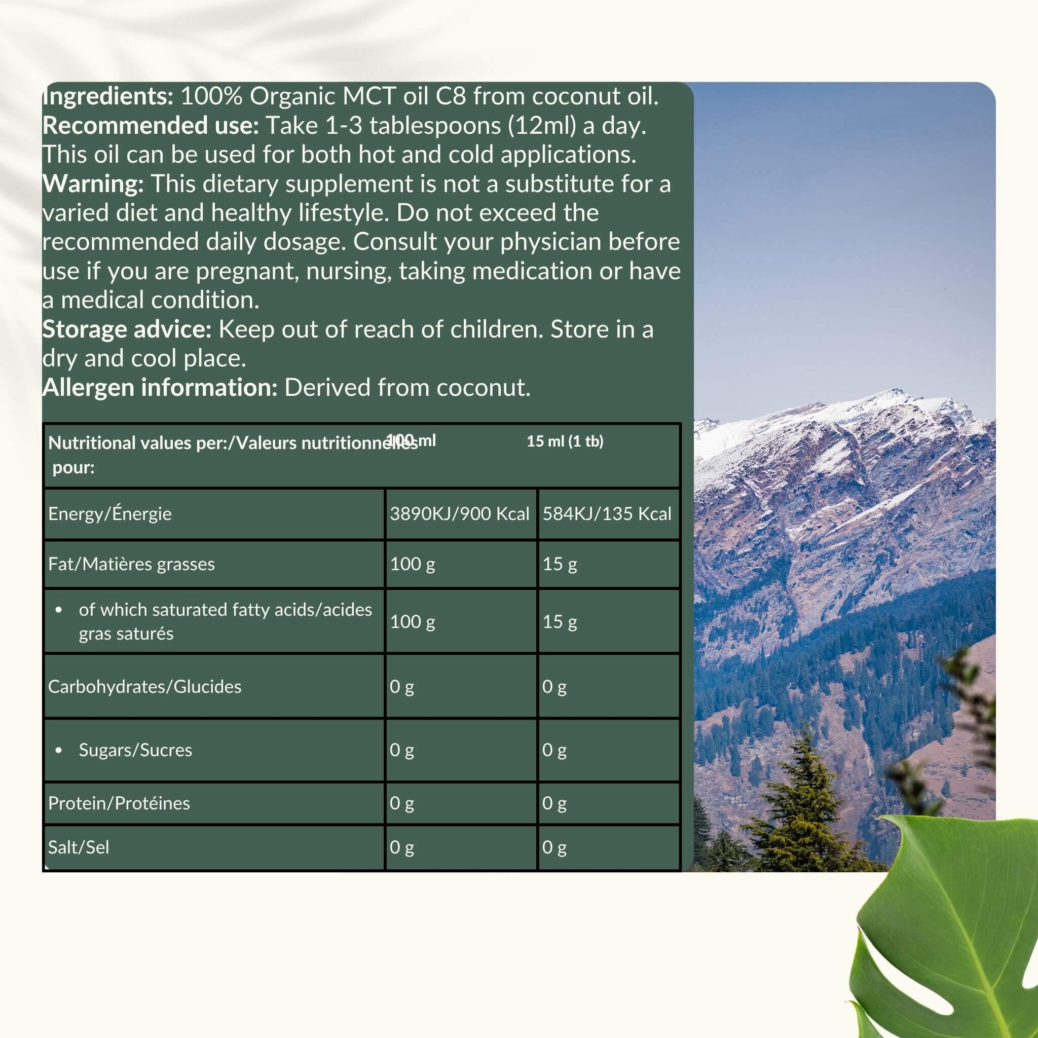Cupplement b.v. - Vente Huile de cuisson - Huile MCT C8 Bio 500 ml6